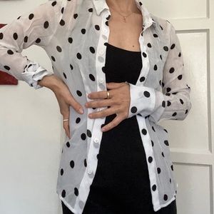 Reformation polka dot blouse